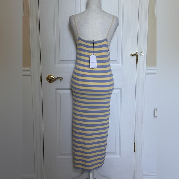 NWT ENGLISH FACTORY Knitted 2-Piece Set Cardigan & Dress Yellow & Blue Striped L - Picture 6 of 7